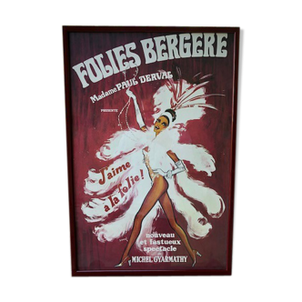 Original period poster, entiled, framed Cabaret Parisien Folies Bergères