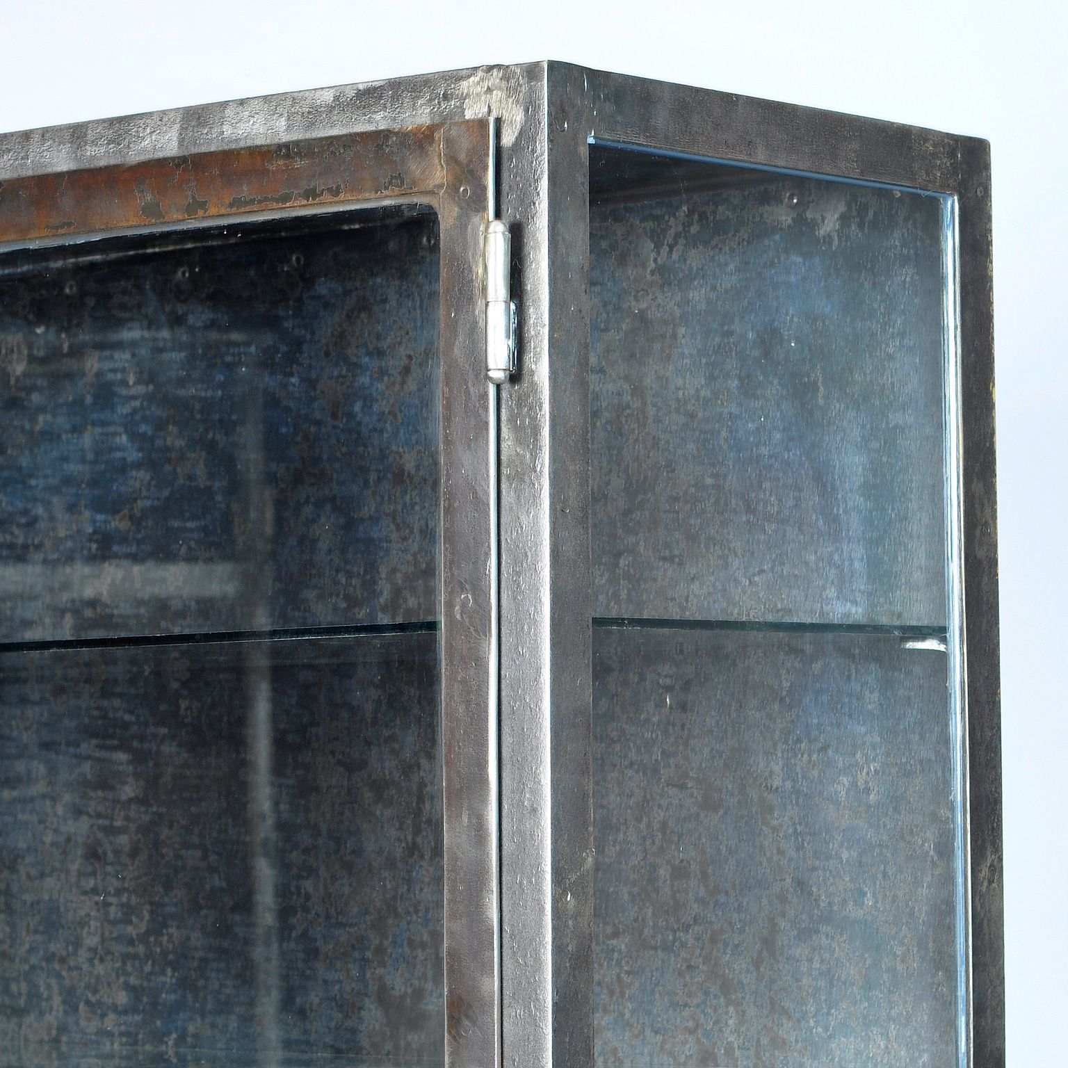 Vintage Steel And Glass Medical Cabinet, 1940s