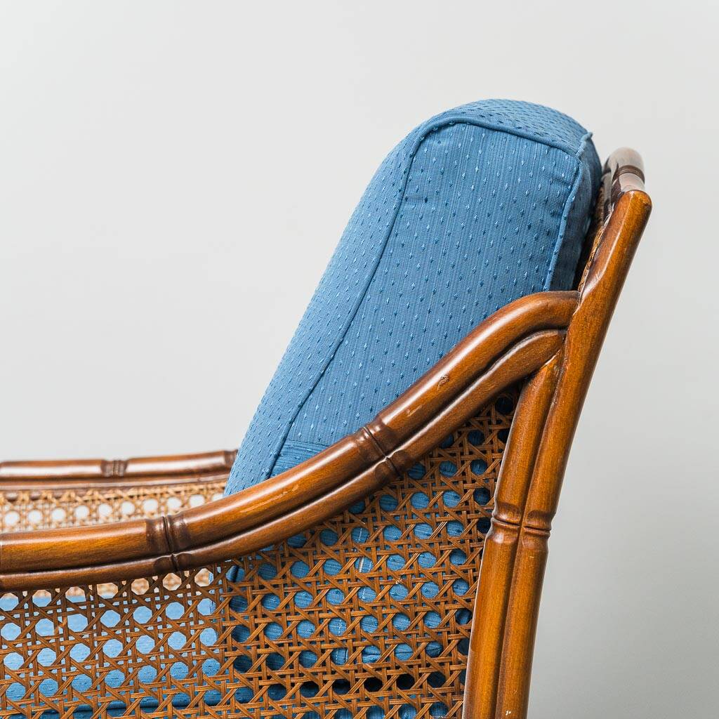 Pair of vintage armchairs in bamboo and Vienna straw 1960s modernism