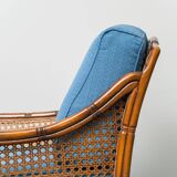 Pair of vintage armchairs in bamboo and Vienna straw 1960s modernism