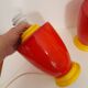 Paire de pieds de lampe rouge et jaune 80s