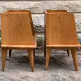 Pair of bedside feet compass solid oak vintage 1950