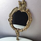 Miroir de main en laiton art déco des thirthies 15x30cm
