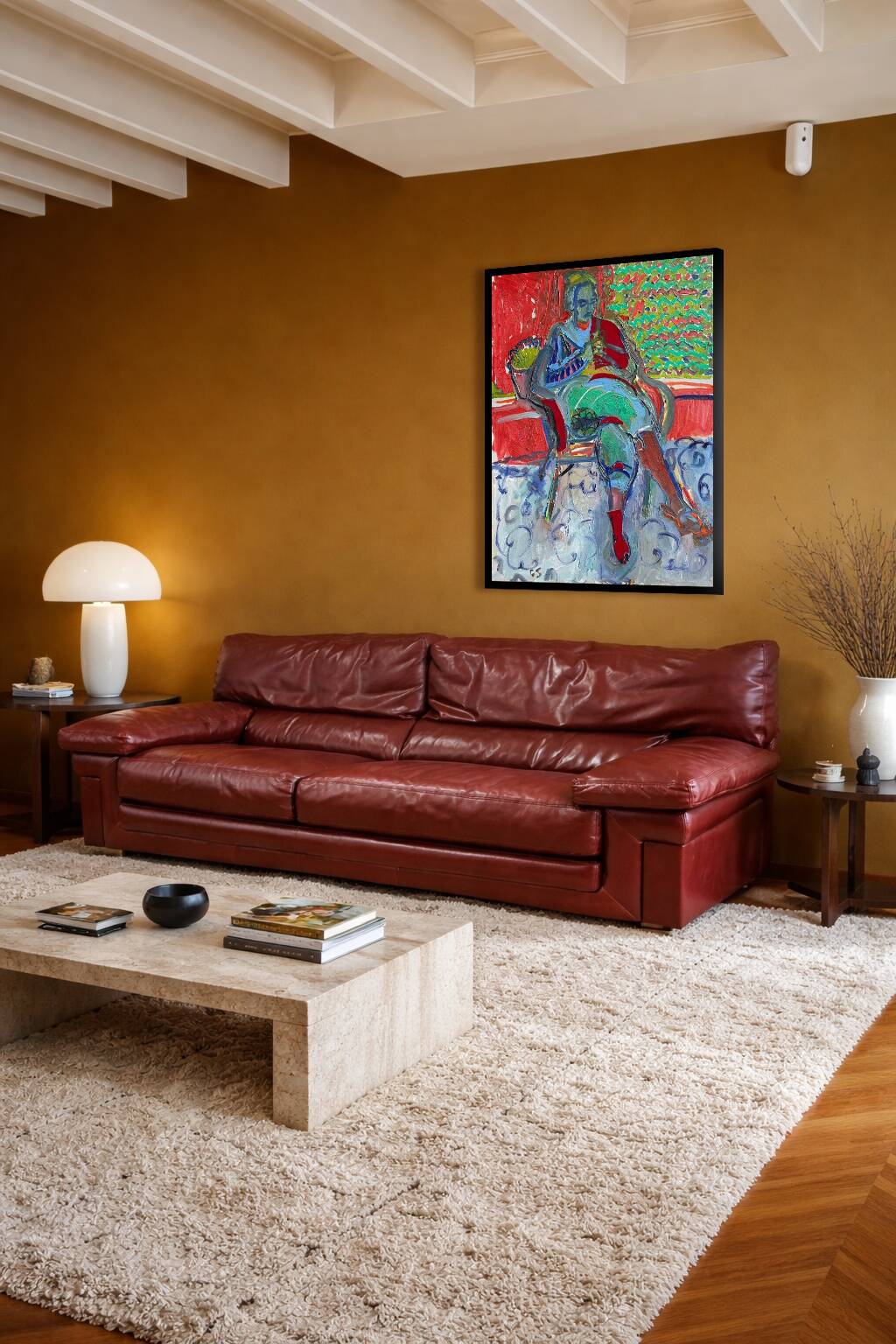 Roche Bobois Set – Patinated cognac leather – 1980s design