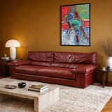 Roche Bobois Set – Patinated cognac leather – 1980s design