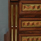 Rare small marquetry display cabinet, louis xvi style – mid 19th century
