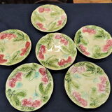 Set of six old slurry dessert plates