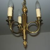 3-light empire style hunting horn chandelier