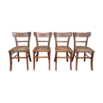 Series 4 wooden chairs bistro vintage 1950