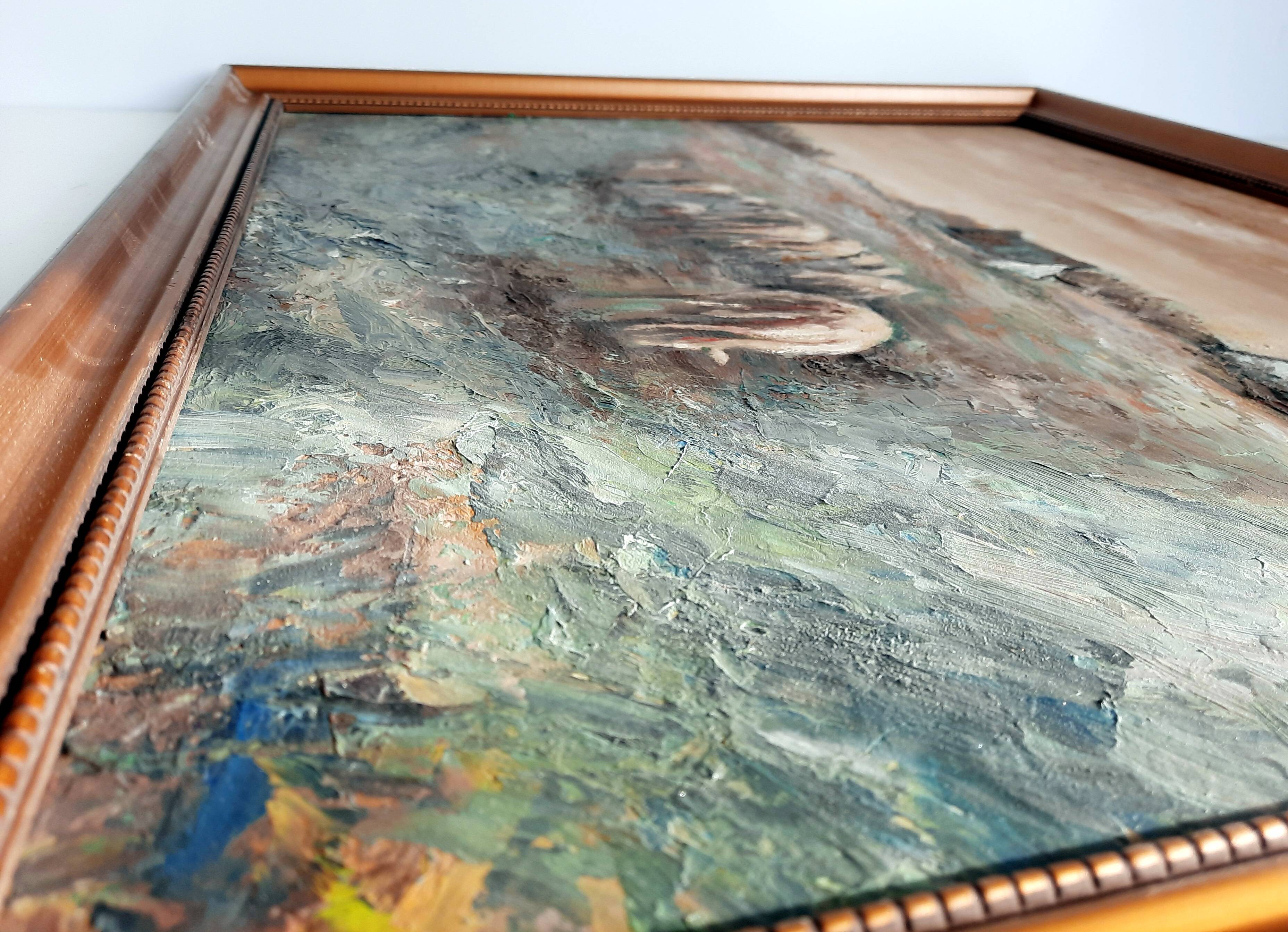 Oil painting on wood - A. Delahaye - Rural countryside scene - Hand signed and on the back - 1930