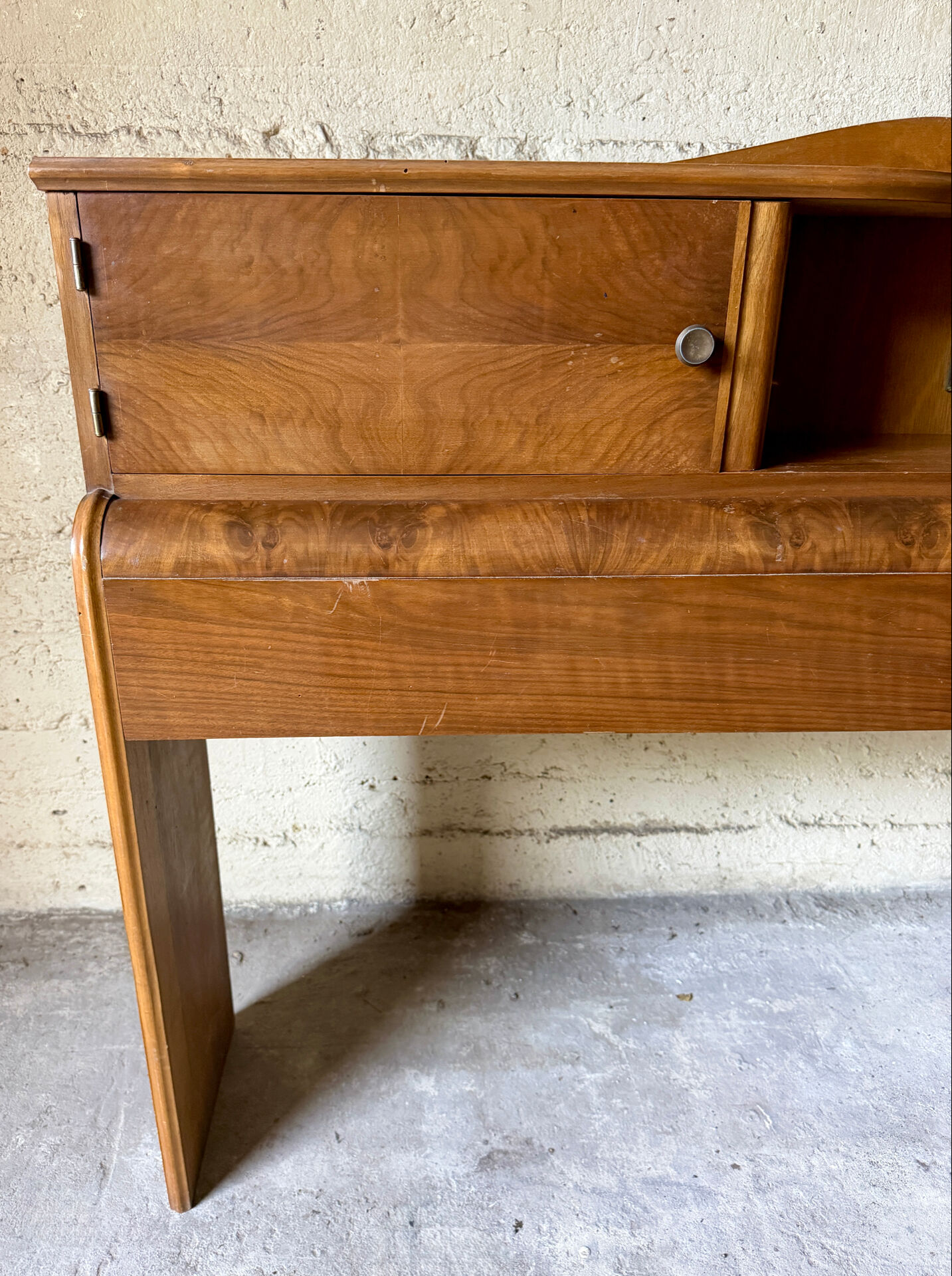 Superb antique/vintage headboard (Art Deco style) walnut burl.