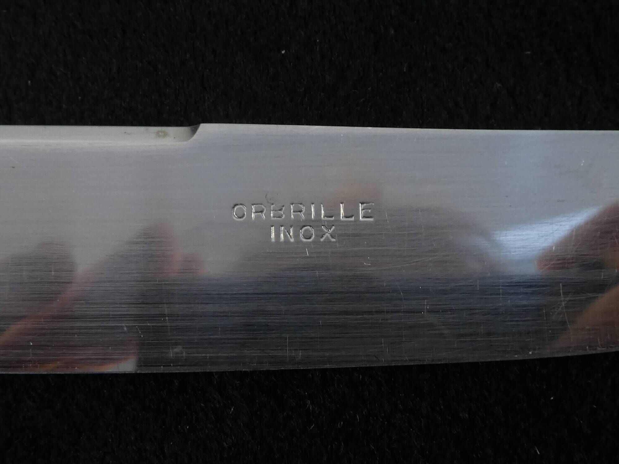 12 grands couteaux orbrille en metal argenté lame inox