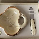 Butter dish and ceramic knife Poet Laval vintage 60s