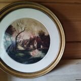 Three small round paintings