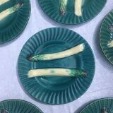 6 assiettes à asperges en barbotine