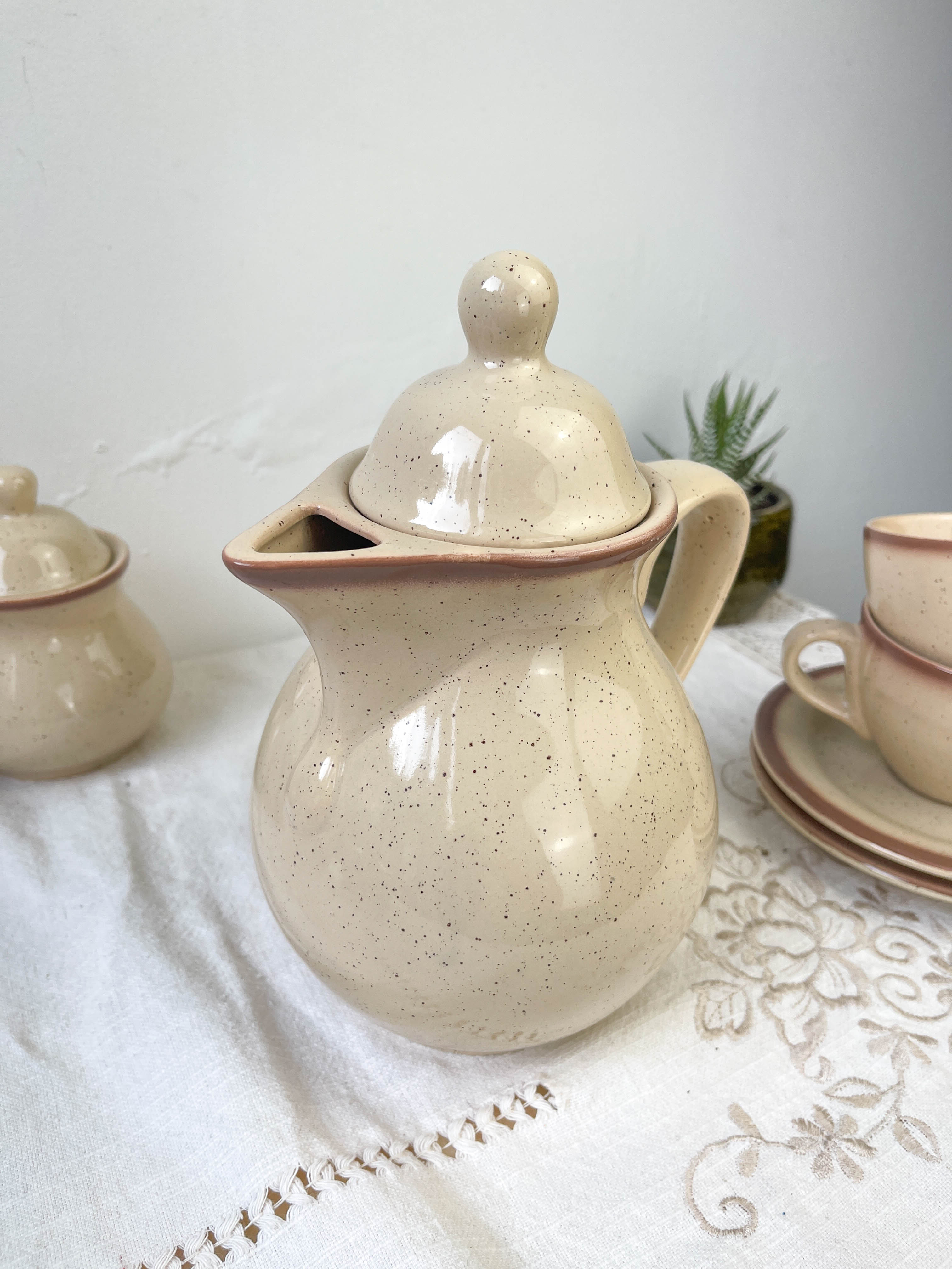 Mid-century speckled stoneware coffee set from the 20th century