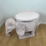 Vintage side table in rattan in the shape of an elephant, attributed to Vivai del Sud, Italy, 1960 - 1970.