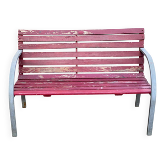 2-seater garden bench in solid wood and steel Hespéride