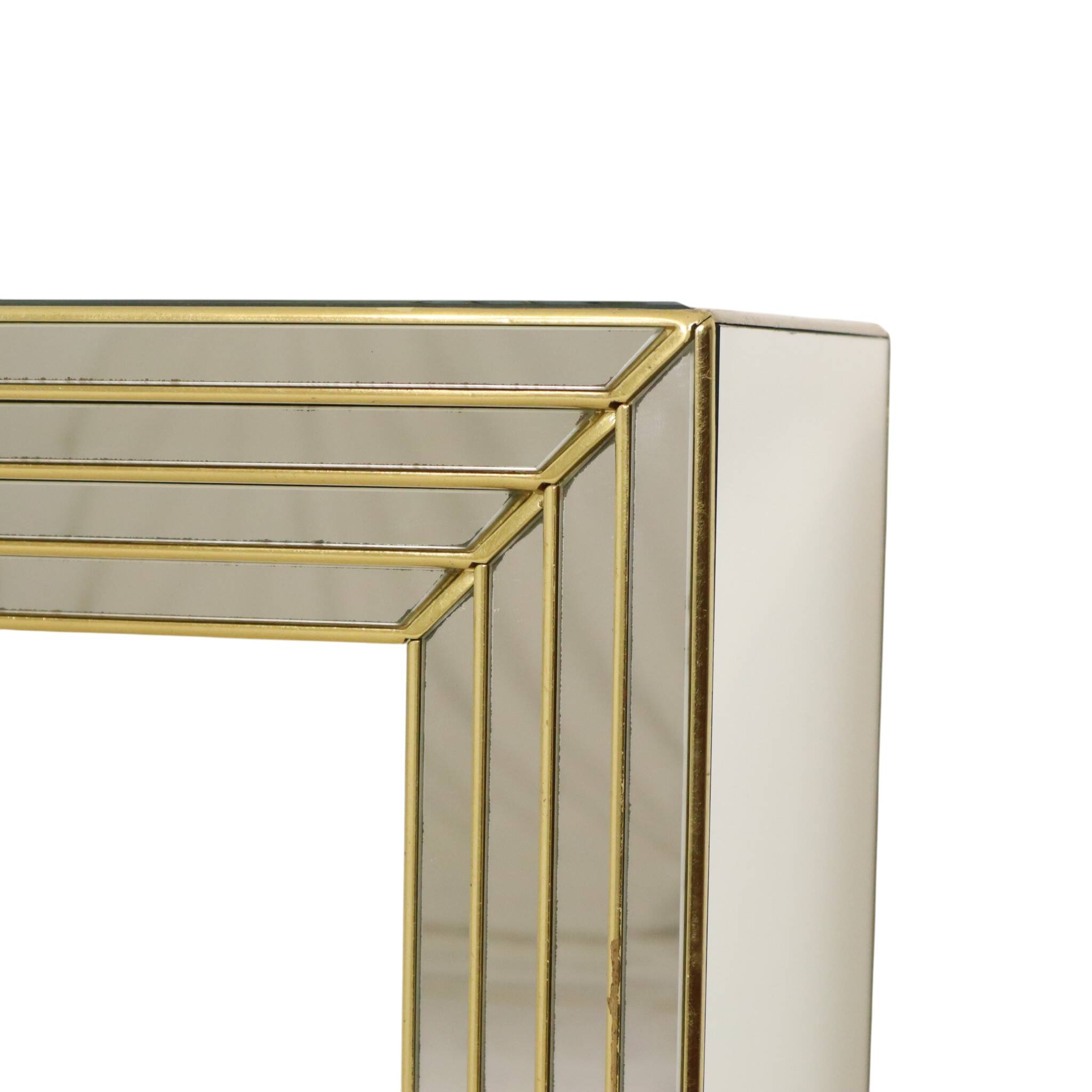 Miroir avec console argentés et dorés – Deknudt