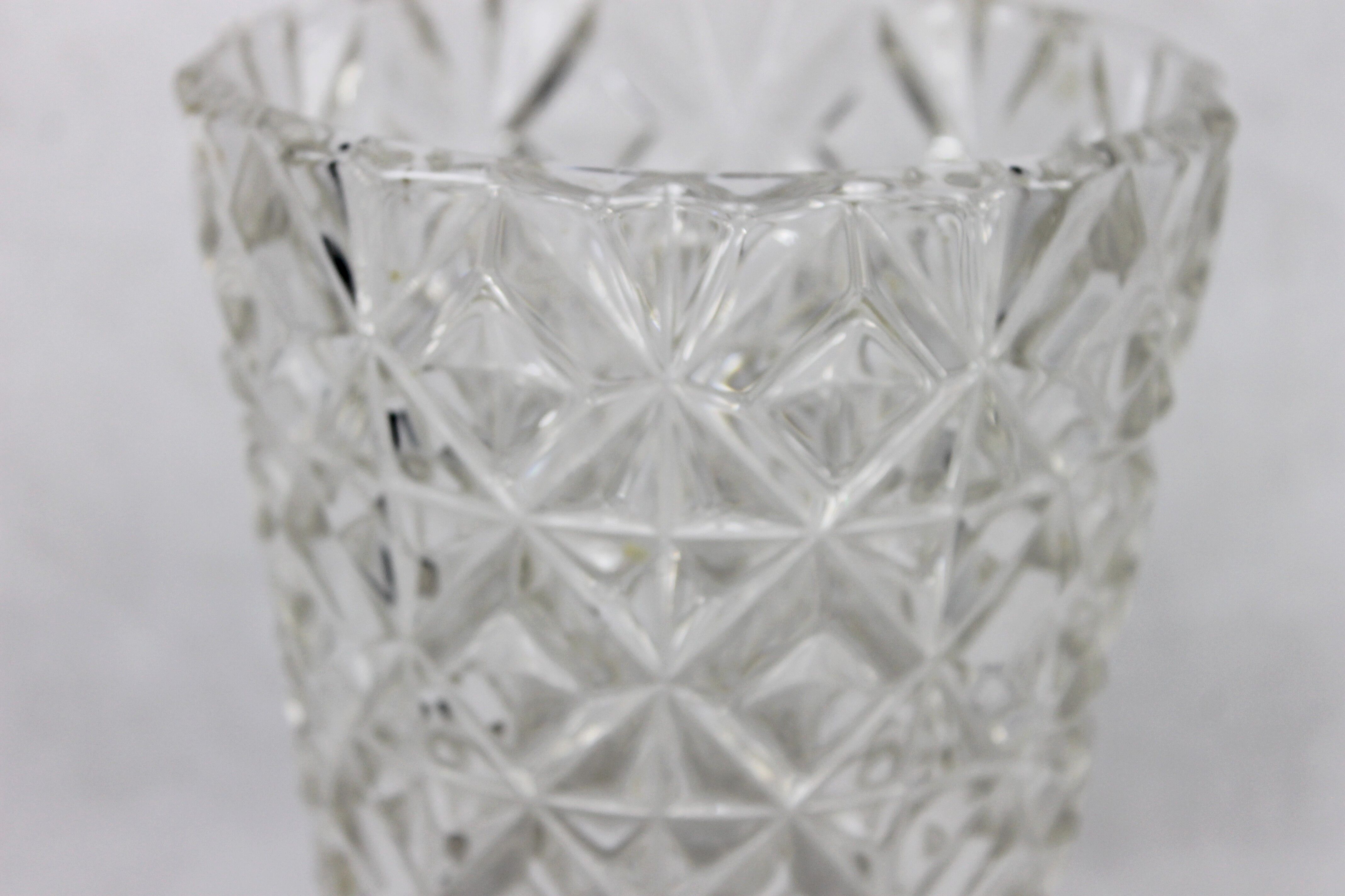Diamond-cut chiseled glass vase 1960