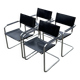 Vintage set of 4 tubular leather chairs style MG5 Grassi