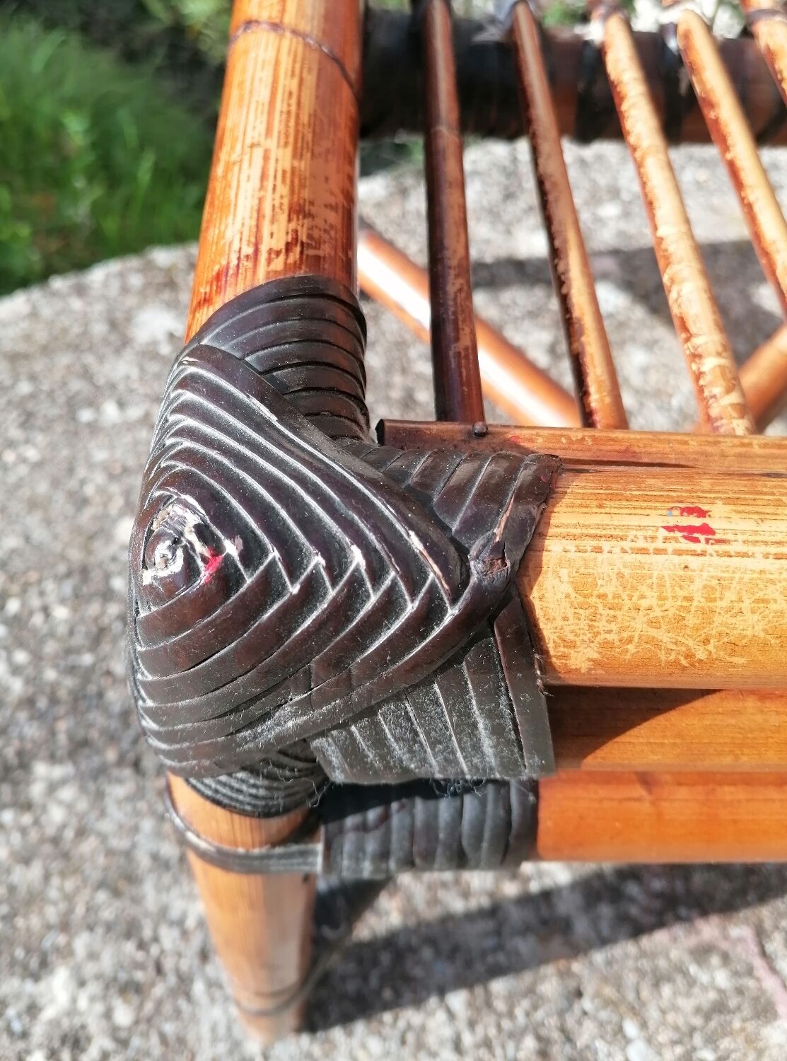 Vintage MacGuire chair in bamboo and canning