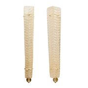 Pair of Art Deco Style Brass and Murano Glass Gold Graniglia Sconces