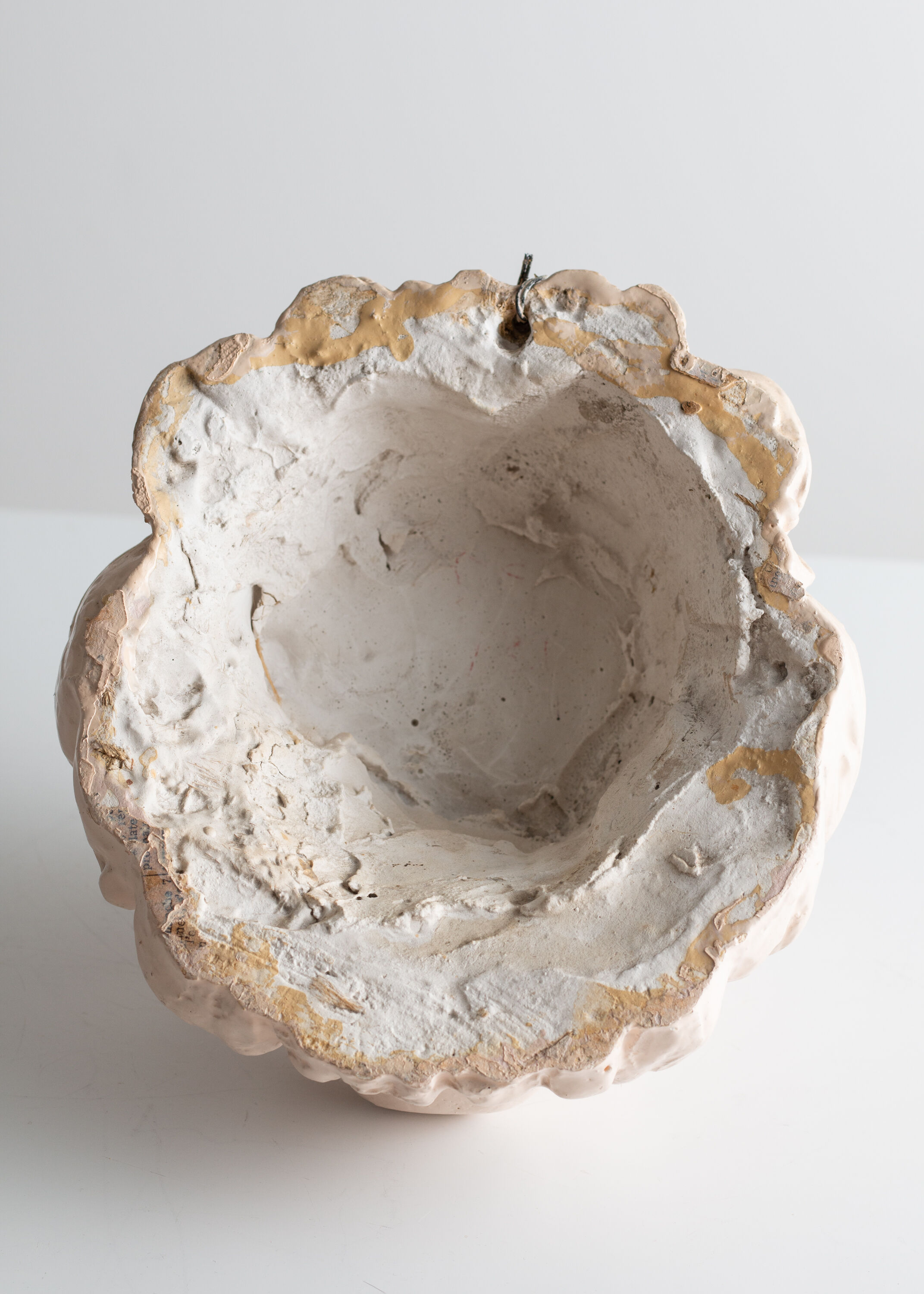 Lion's head in painted plaster