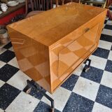 Low storage bar cabinet on casters from the 60s