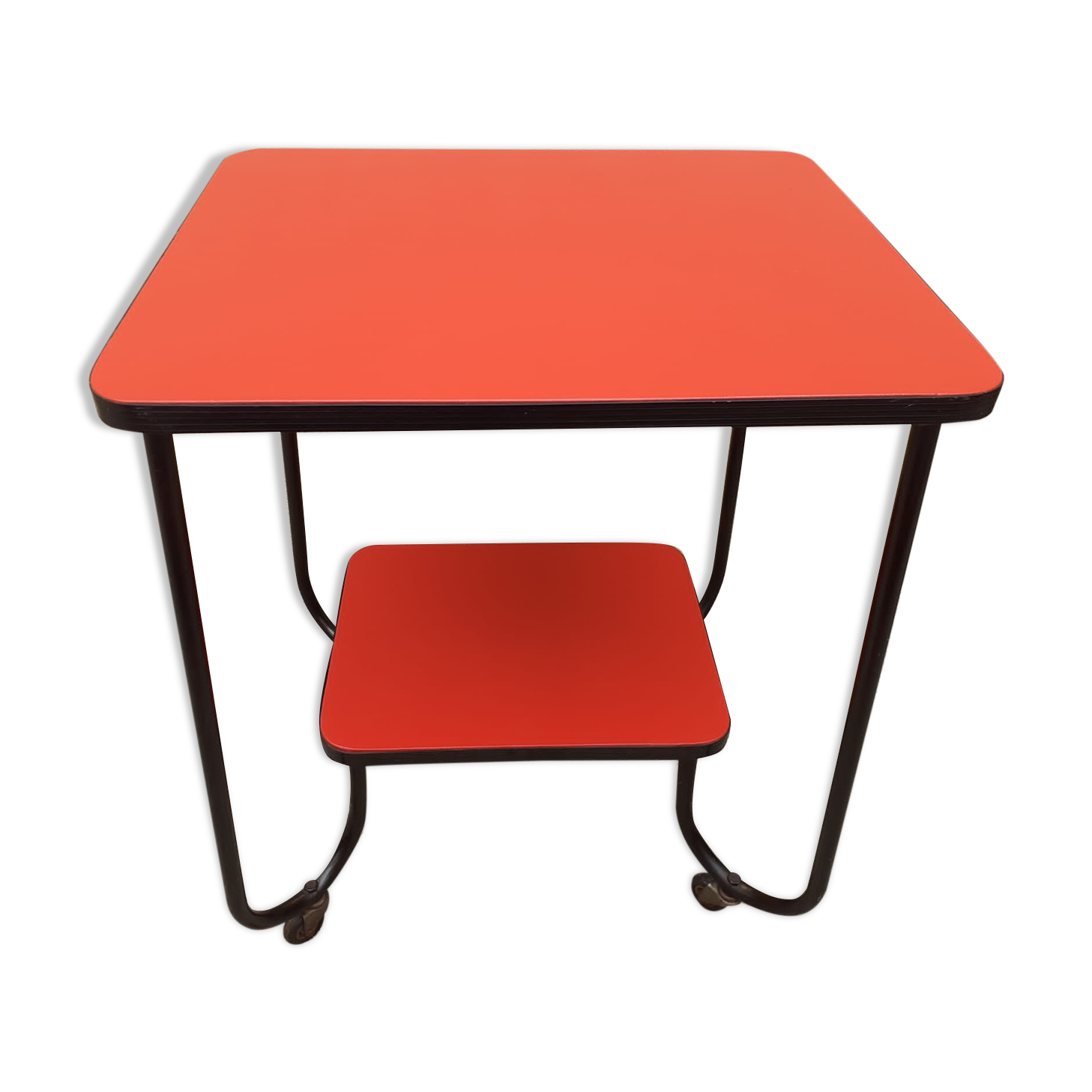 Red side table in Skaï