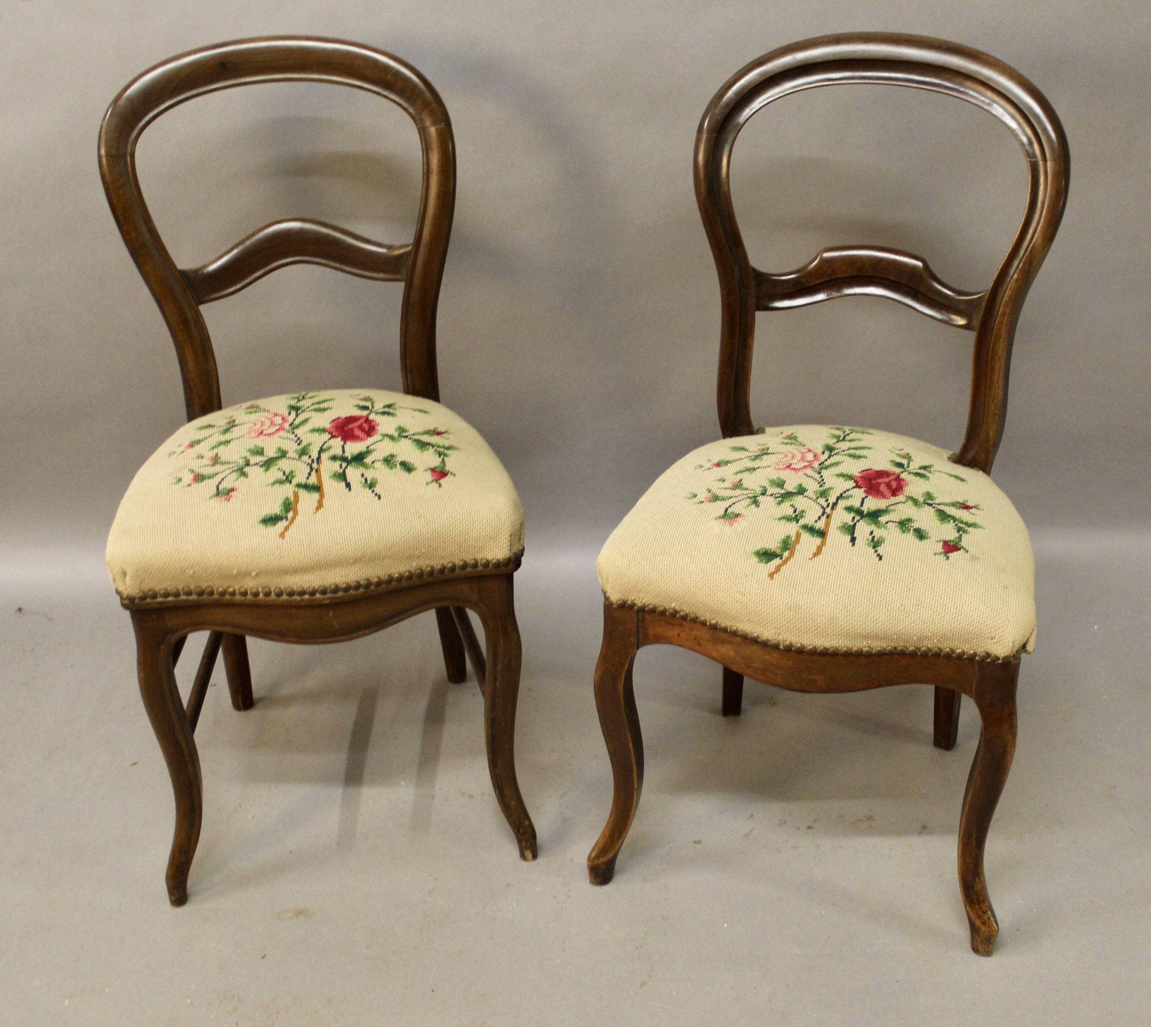Pair of Louis Philippe chairs with petit point tapestry
