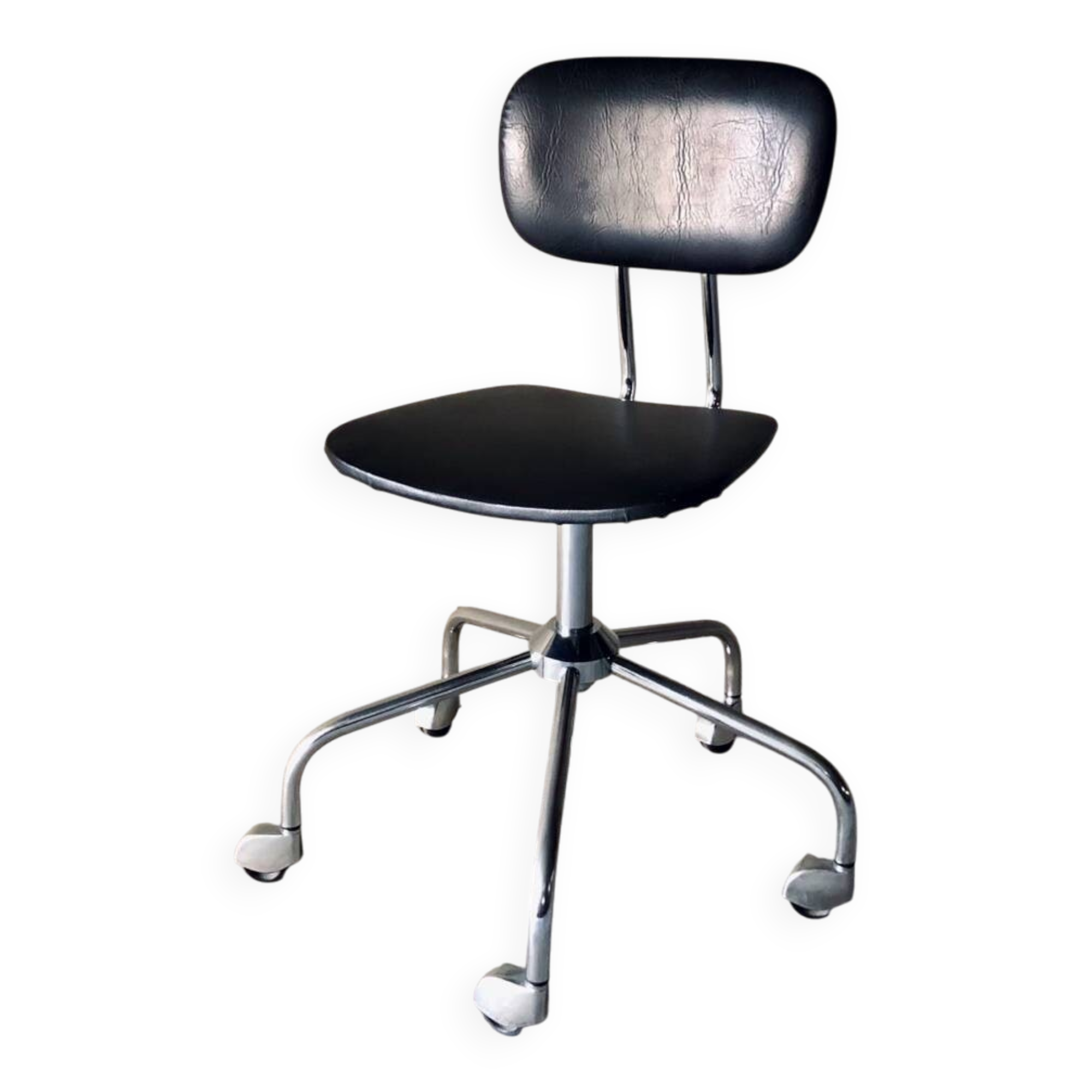 1950s/60s Chrome and Faux Leather Office Chair
