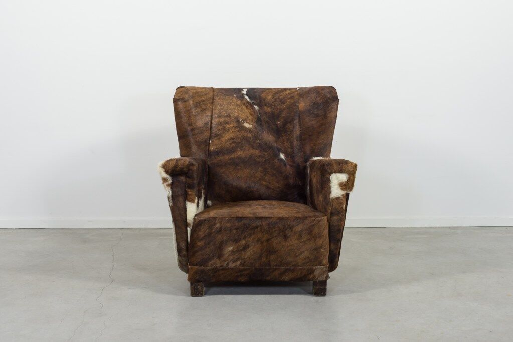 Art deco cowhide armchair