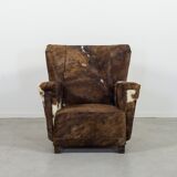 Fauteuil art déco en peau de vache