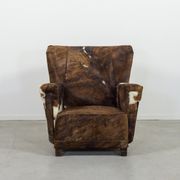 Fauteuil art déco en peau de vache