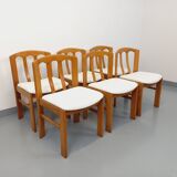Set of 6 vintage chairs in elm wood and bouclé fabric from the 70s
