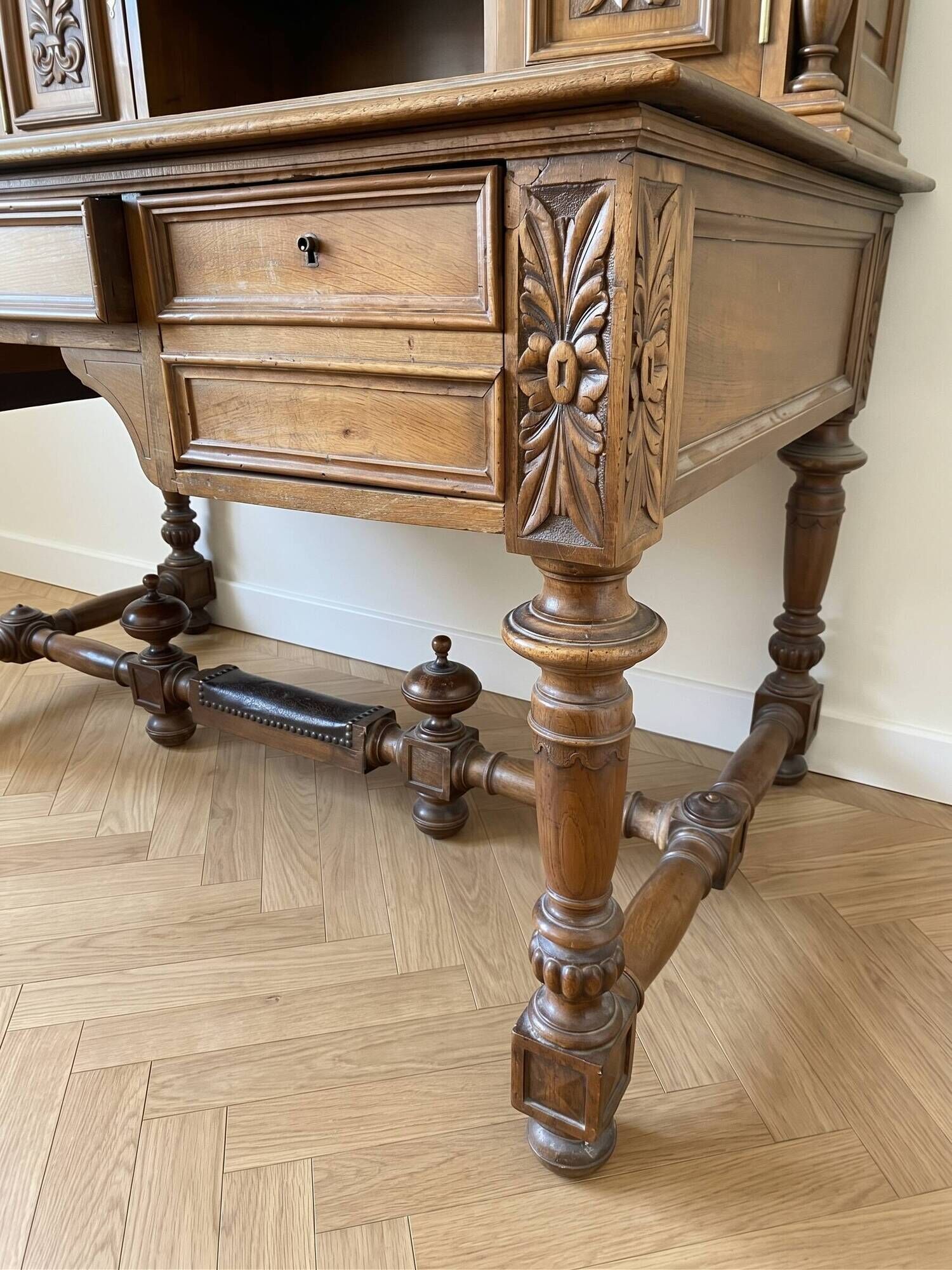 Antique tiered desk in solid oak