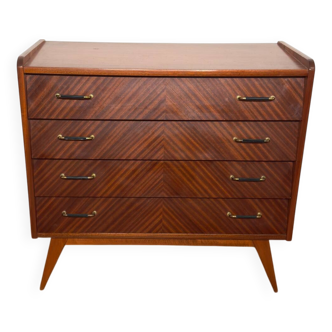 Vintage chest of drawers with compass feet, gold handles and drawers with compartments
