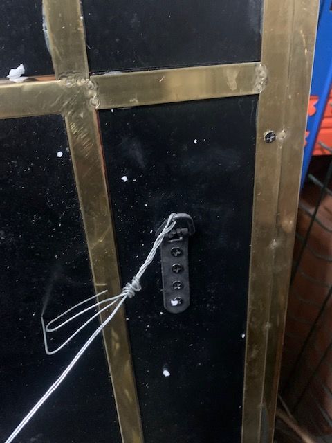 Mirror in brass and white veined black marble from the 70s