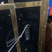 Mirror in brass and white veined black marble from the 70s