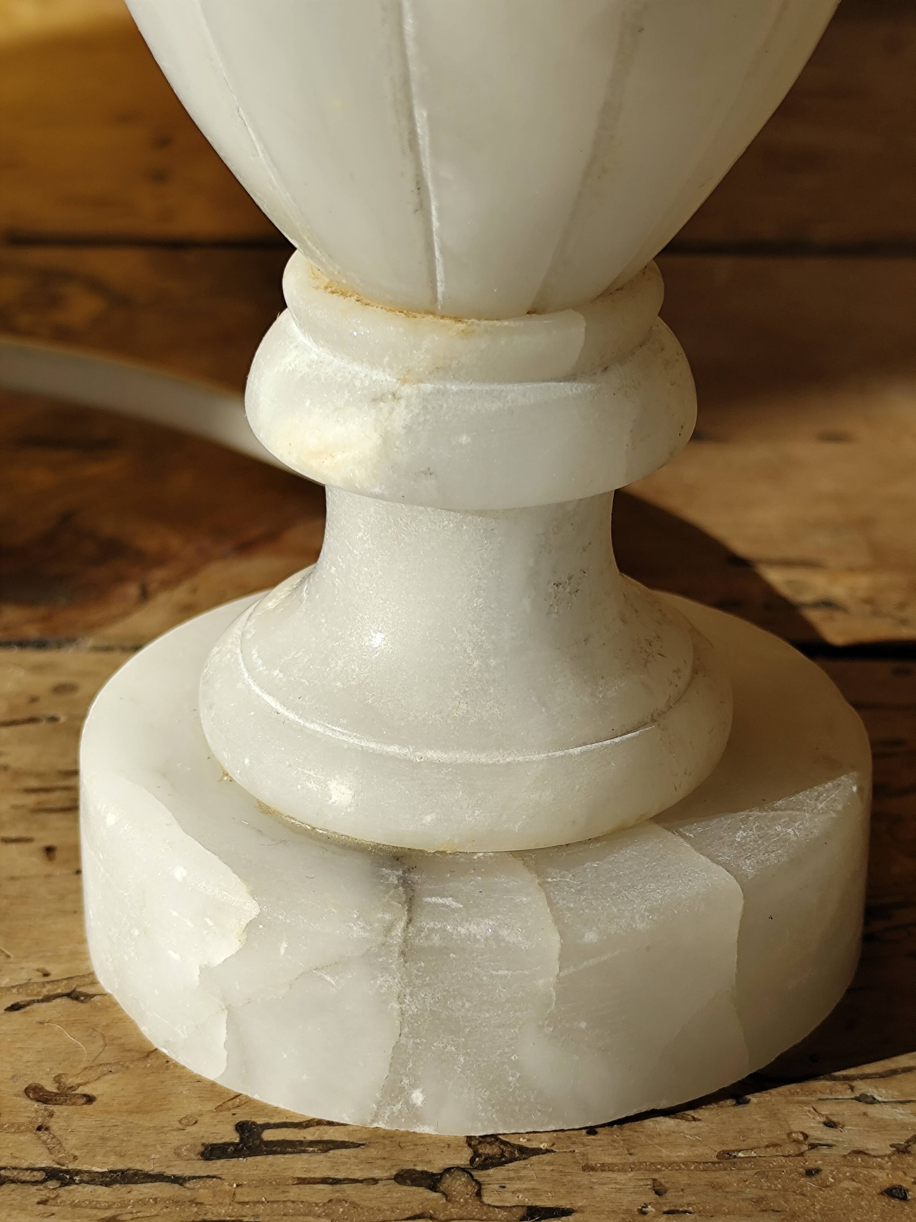 Antique marble lamp base - white stone urn lamp