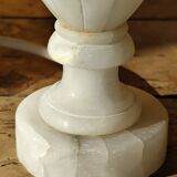 Ancien pied de lampe en marbre - lampe urne en pierre blanche