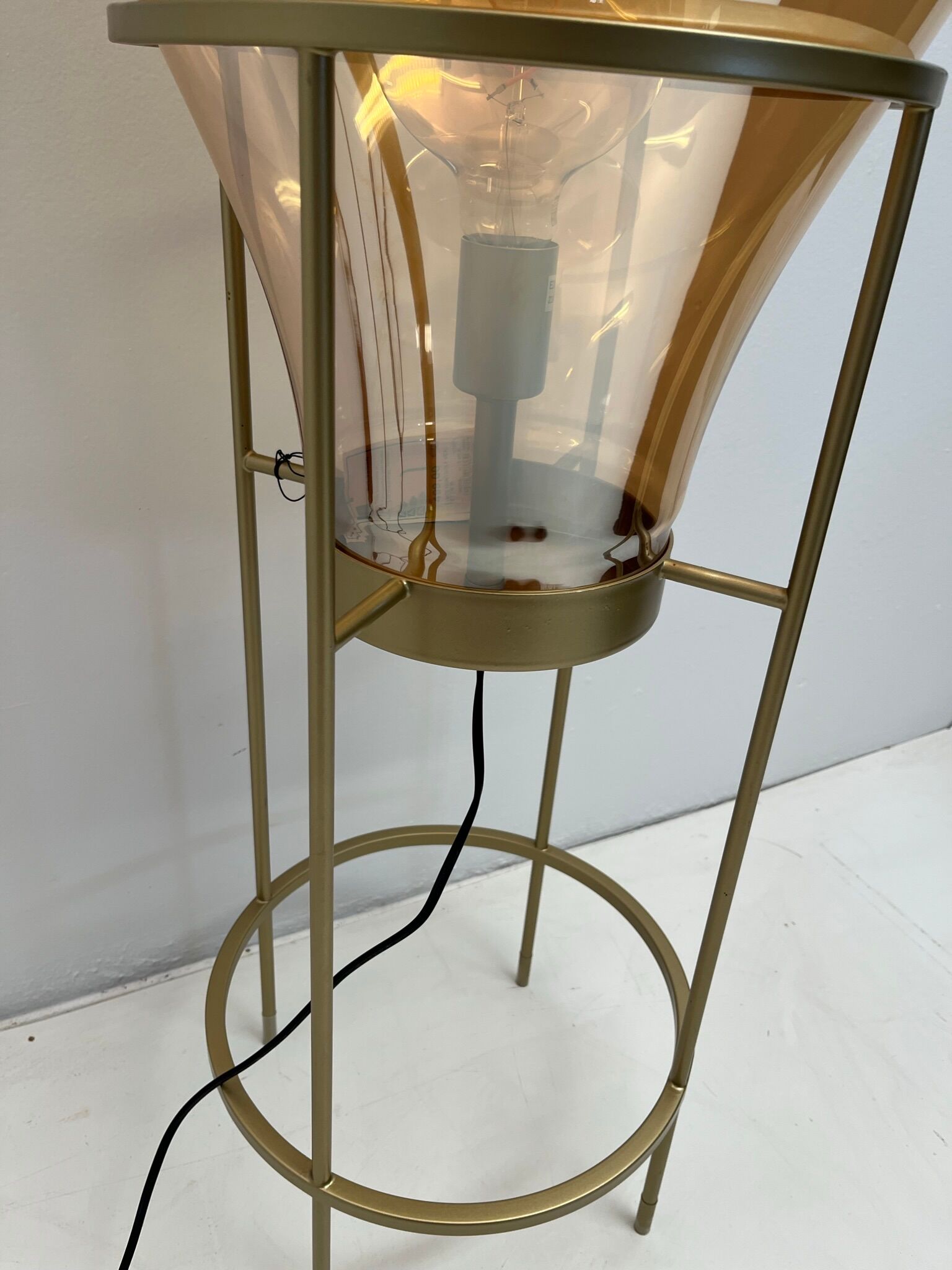 Hot air balloon lamp glass / gold metal