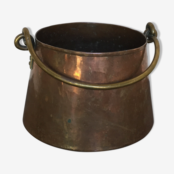 Cache pot ancien en cuivre