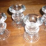 4 molded glass candle holders