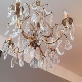 Nineteenth century chandelier with bronze and crystal grapevines.