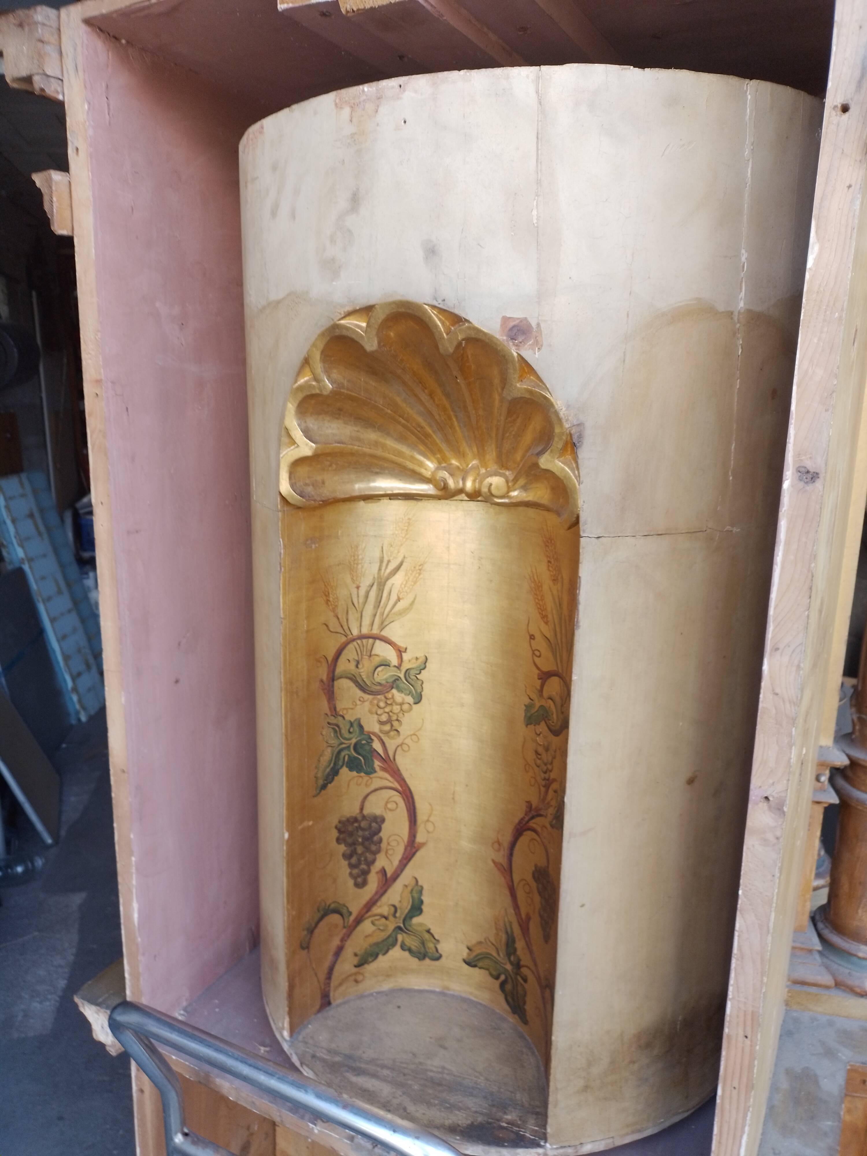 Superb early 19th century church tabernacle in gilded stuccoed wood
