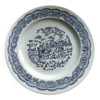 Vintage Blue and White Rural Hitch Pattern Plate