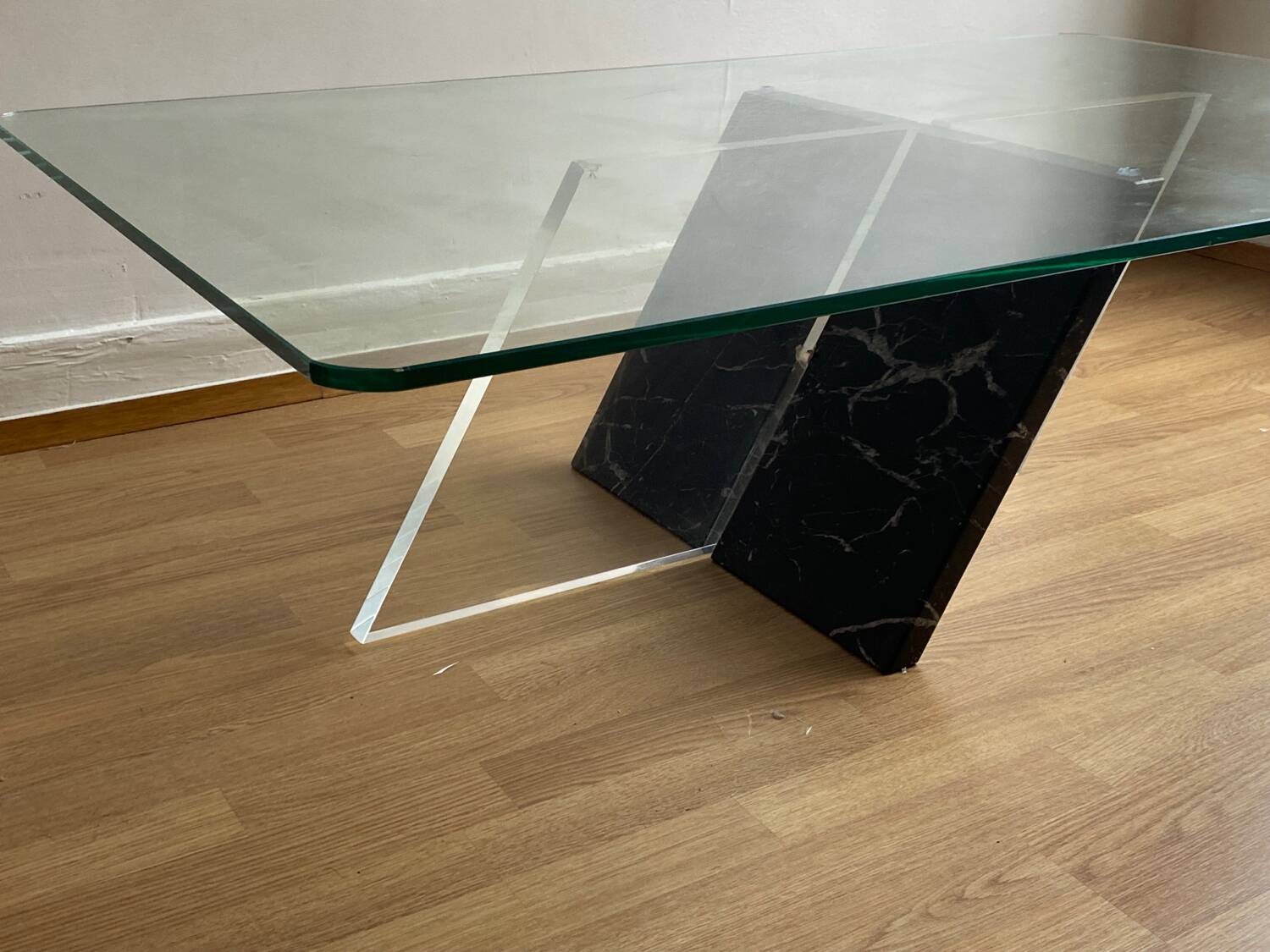 Glass coffee table, 70s