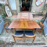 Set of 6 chairs and dining room table with extensions “BCM” circa 1960